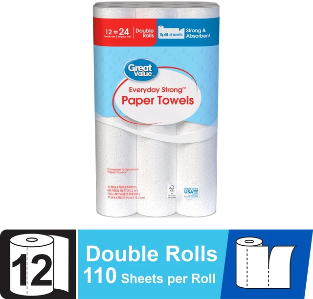 Main image of Great Value Everyday Strong Paper Towels, 12 Double Rolls
