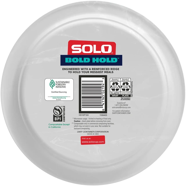 Alt view image 2 of 5 - Solo Bold Hold Heavy Weight Paper Plate 10in 100CT