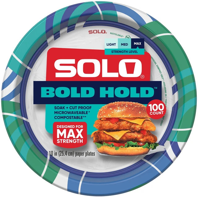 Alt view image 5 of 5 - Solo Bold Hold Heavy Weight Paper Plate 10in 100CT