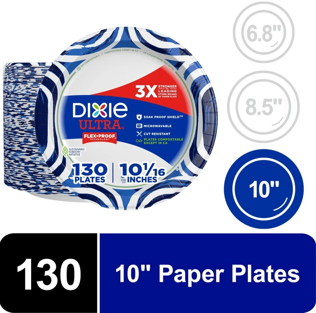 Main image of Dixie Ultra 10Inch Disposable Paper Plates, 130Count, Multi-Color