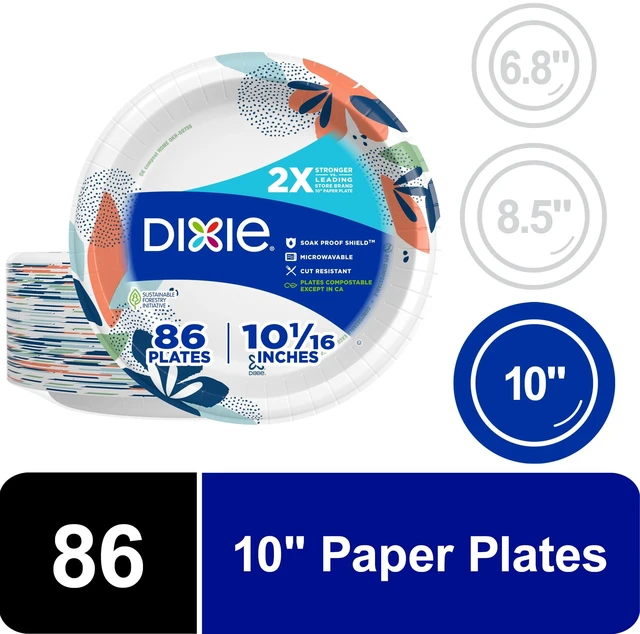 Main image of Dixie Disposable Paper Plates 10", 86 Count, Multi-Color