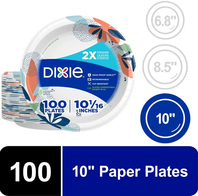 Main image of Dixie 10 Inch Paper Plates, Multi-Color, 100 Count