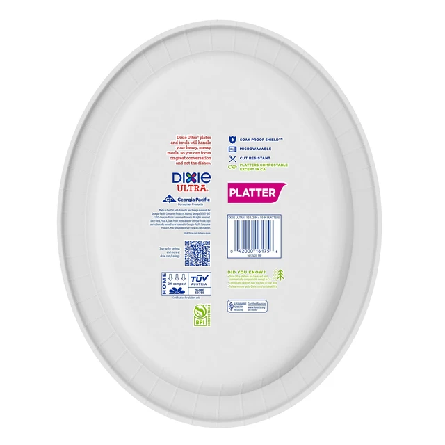Alt view image 4 of 6 - Dixie Ultra Platter Paper Plates, 12.5 x 10 Inch, 25 Count, Multi-Color