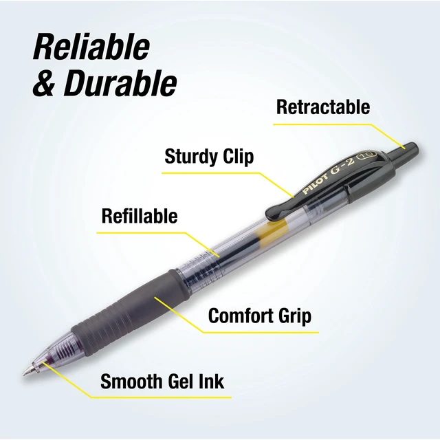 Alt view image 3 of 5 - Pilot G2 Retractable Gel Ink Pens, Bold Point, Black, 2 Count