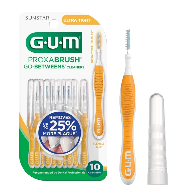 Alt view image 6 of 6 - GUM Proxabrush Go-Betweens Ultra Tight Interdental Brushes, Soft Bristled Dental Picks, 2 Pack (10 Count)