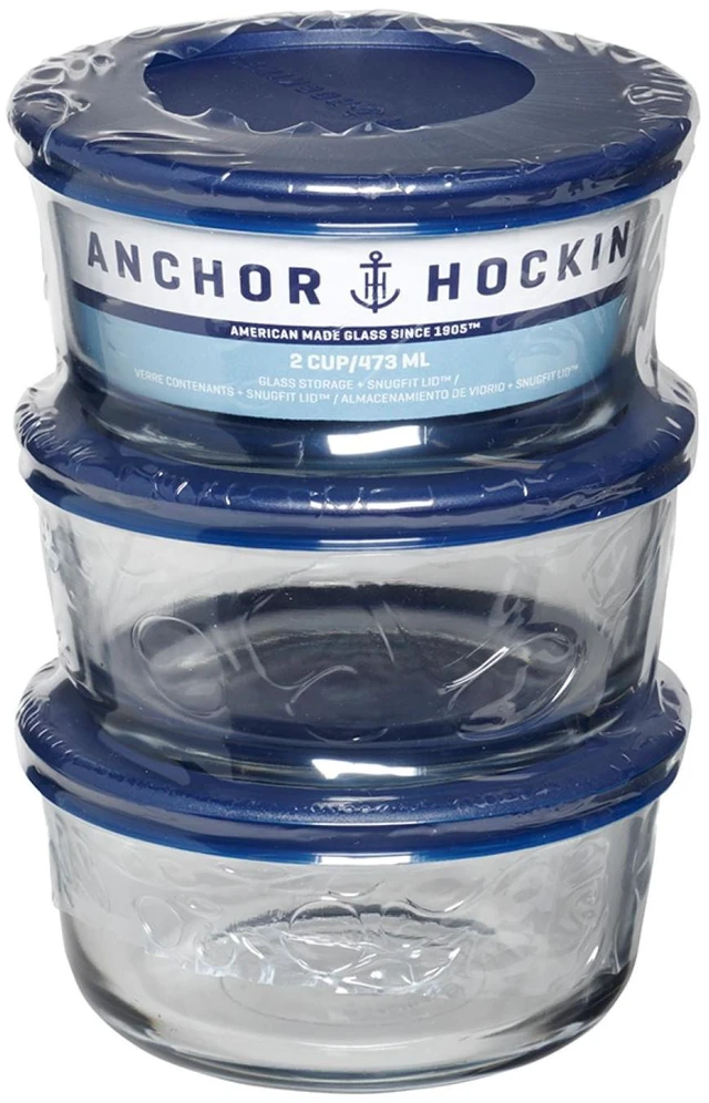 Alt view image 4 of 6 - Anchor Hocking 2 Cup Round Glass Food Storage Containers with Lids, Set of 3