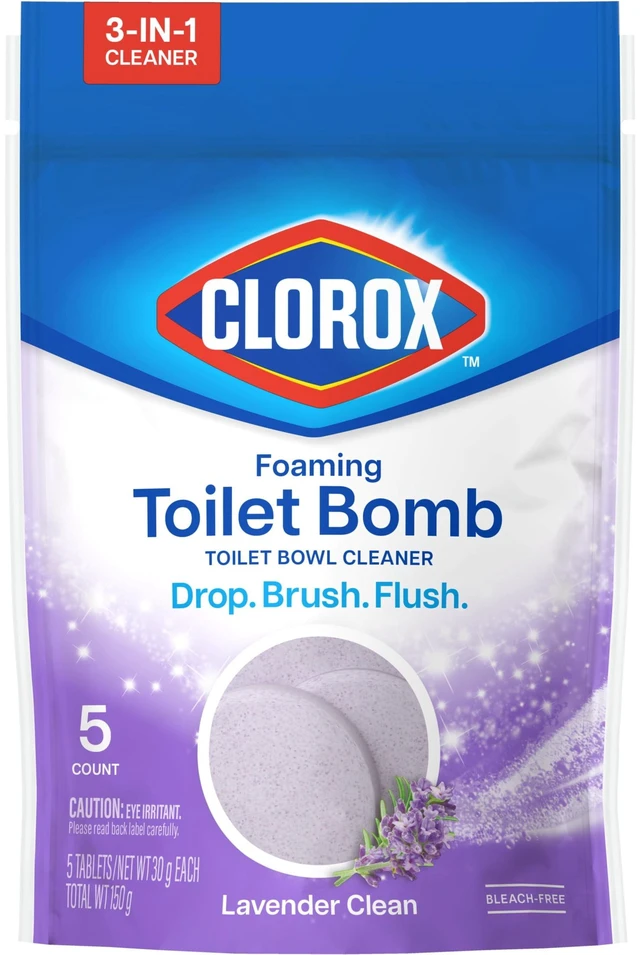 Alt view image 5 of 5 - Clorox Foaming Toilet Bomb Toilet Bowl Cleaner, Bleach Free, Lavender Clean, 5Count