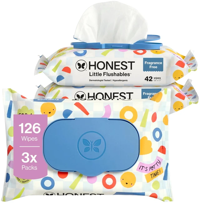 Main image of The Honest Company Little Flushables Plant-Based Wipes, 126 Count, Hypoallergenic, Flushable