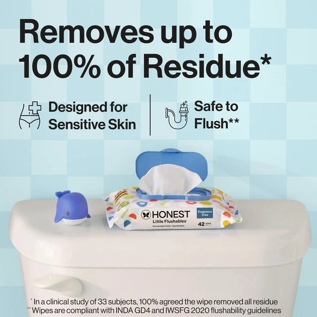 Alt view image 5 of 6 - The Honest Company Little Flushables Plant-Based Wipes, 126 Count, Hypoallergenic, Flushable