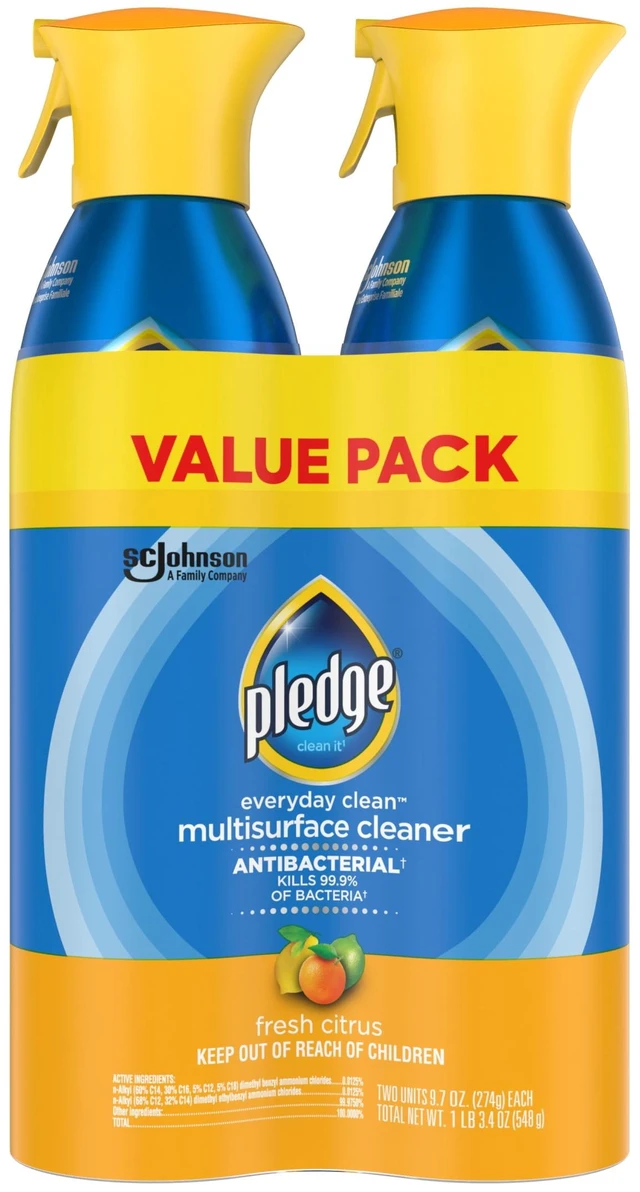 Main image of Pledge Antibacterial Multi Surface Cleaner Spray, Fresh Citrus, 2 Pack Aerosol, 9.7 oz