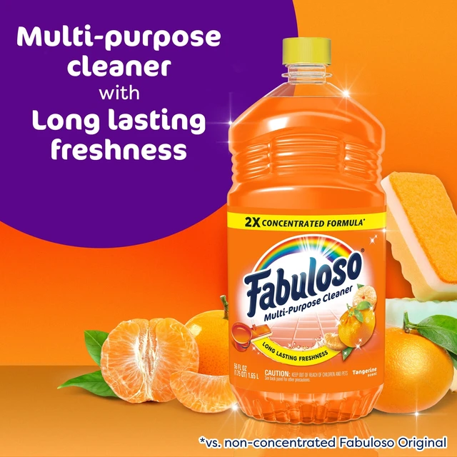Alt view image 6 of 6 - Fabuloso 2X Multi-Purpose Cleaner, No Rinse Floor Cleaner, Tangerine Scent, 56 fl oz