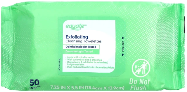 Main image of Equate Exfoliating Cleansing Towelettes with Cucumber, Aloe, and Green Tea, 100 Count