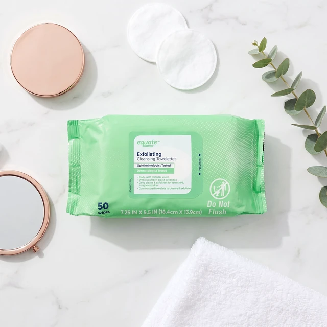 Alt view image 2 of 6 - Equate Exfoliating Cleansing Towelettes with Cucumber, Aloe, and Green Tea, 100 Count