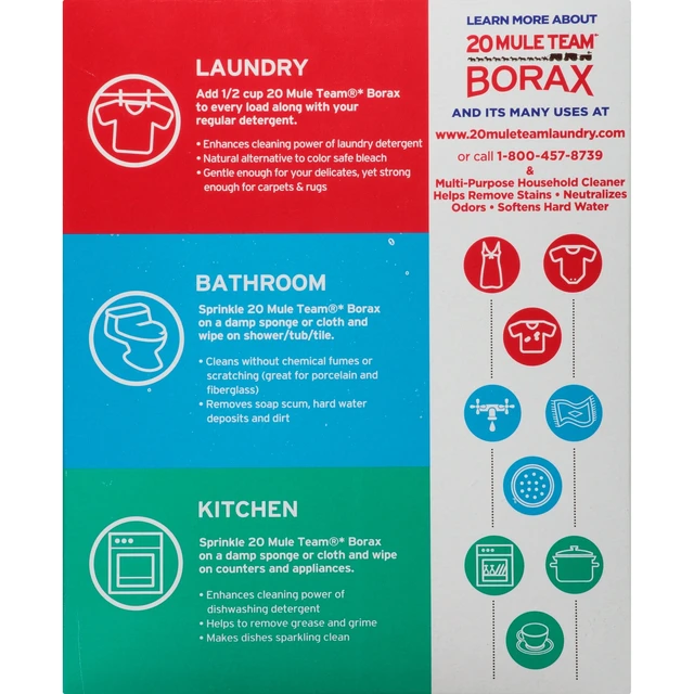 Alt view image 6 of 6 - 20 Mule Team Borax All Natural Laundry Detergent Booster & Multi-Purpose Household Cleaner, 65 oz, 3 Pack