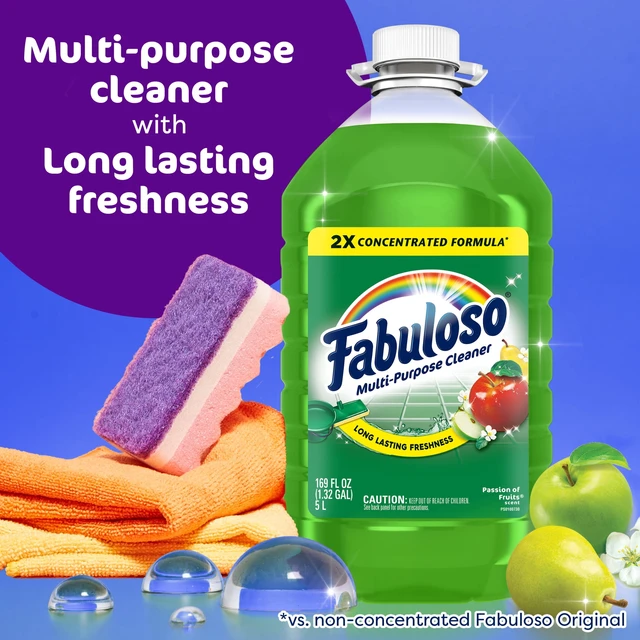 Alt view image 6 of 6 - Fabuloso 2X Multi-Purpose Cleaner, No Rinse Floor Cleaner, Passion of Fruits Scent, 169 fl oz