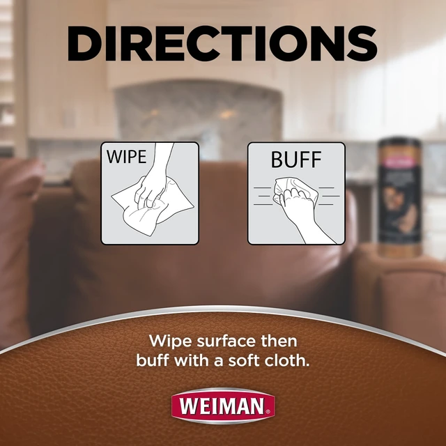 Alt view image 2 of 6 - Weiman 3-in-1 Leather Cleaner, Conditioner & Protection Wipes, 30 Count