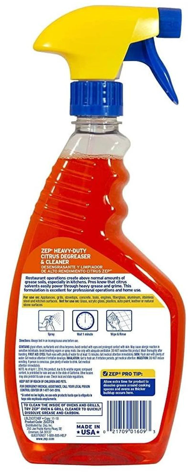 Alt view image 4 of 5 - Zep Heavy-Duty Citrus Degreaser and Cleaner - 24 fl oz, Citrus Burst Scent