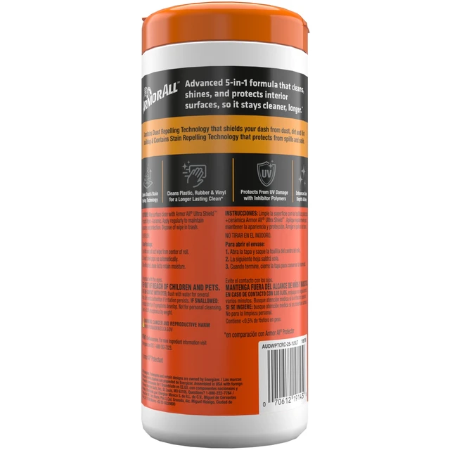 Alt view image 4 of 5 - Armor All Protectant Ultra Shield Car Wipes - 25 Count