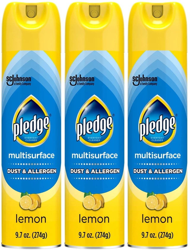 Main image of Pledge Clean It Dust & Allergen Multisurface Cleaner Spray, Lemon Scent, 9.7oz, 3 Count