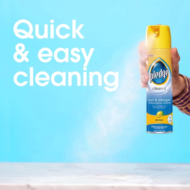 Alt view image 5 of 6 - Pledge Clean It Dust & Allergen Multisurface Cleaner Spray, Lemon Scent, 9.7oz, 3 Count