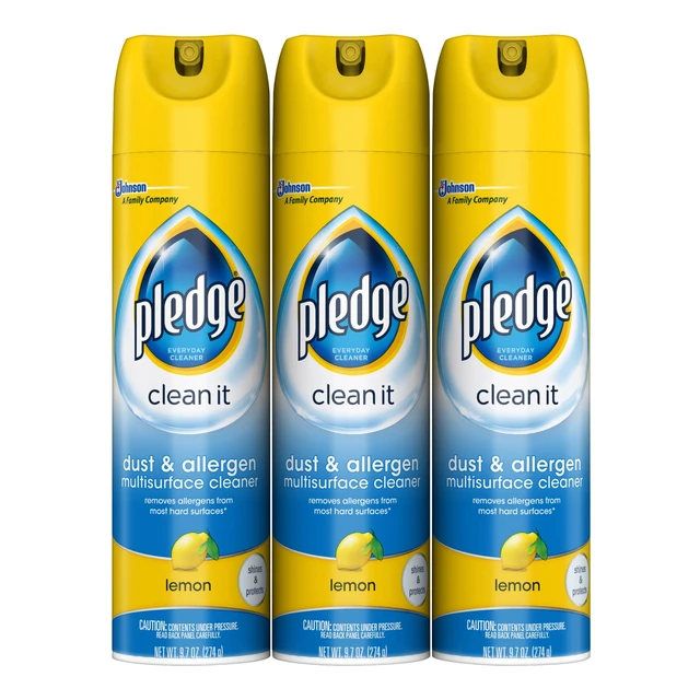 Alt view image 6 of 6 - Pledge Clean It Dust & Allergen Multisurface Cleaner Spray, Lemon Scent, 9.7oz, 3 Count