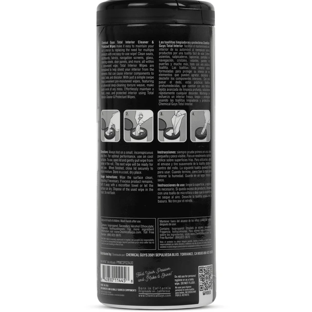 Alt view image 3 of 5 - Chemical Guys Total Interior New Car Smell Cleaner & Protectant Wipes, 30ct Canister