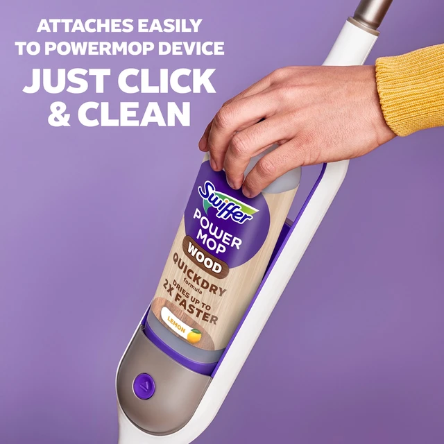 Alt view image 4 of 5 - Swiffer Power Mop Wood Refill Solution, QuickDry Hardwood Floor Cleaner, Lemon Scent, 25.3fl oz