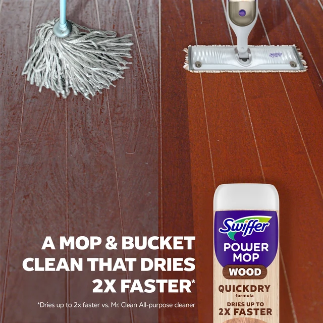 Alt view image 5 of 5 - Swiffer Power Mop Wood Refill Solution, QuickDry Hardwood Floor Cleaner, Lemon Scent, 25.3fl oz