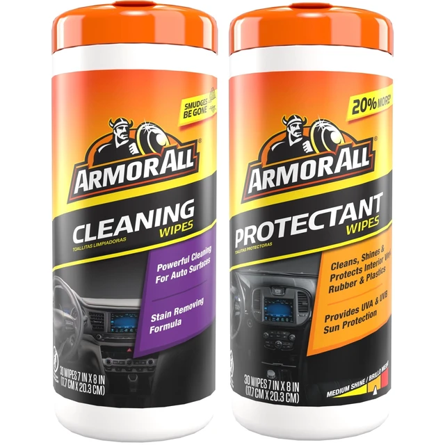 Main image of Armor All Interior Car Cleaning and Protectant Wipes Kit, 30 Count, 2-Piece Bundle