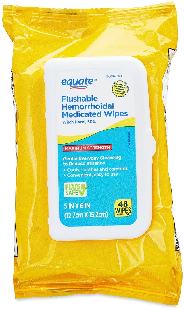 Main image of Equate Witch Hazel Flushable Hemorrhoidal Medicated Wipes, 48 Count