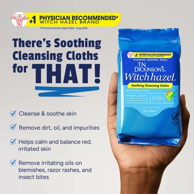 Alt view image 6 of 6 - 25 Count T.N. Dickinson's Witch Hazel Cleansing Cloths