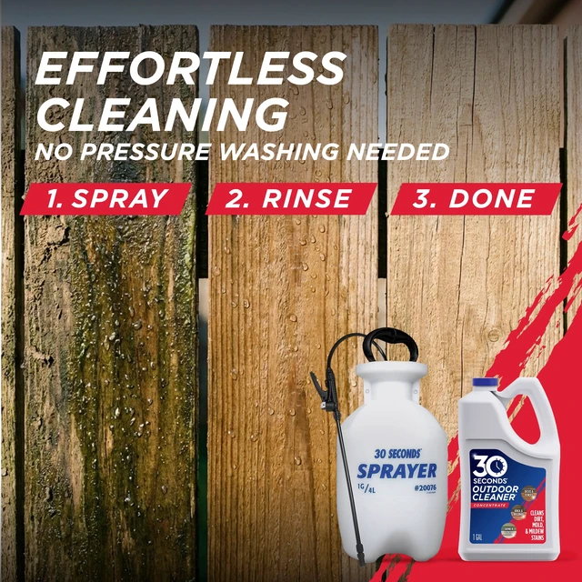 Alt view image 3 of 5 - 30 Seconds Outdoor Cleaner, 1 Gallon Concentrate for Concrete Surfaces, Cleans Algae, Mold, Mildew Stains