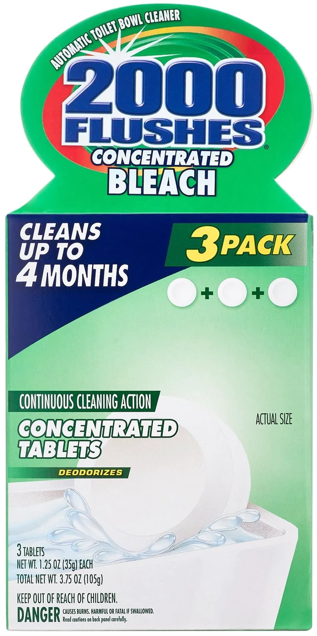 Main image of 2000 Flushes Concentrated Bleach Automatic Toilet Bowl Cleaner, 3.5oz (3-Pack)
