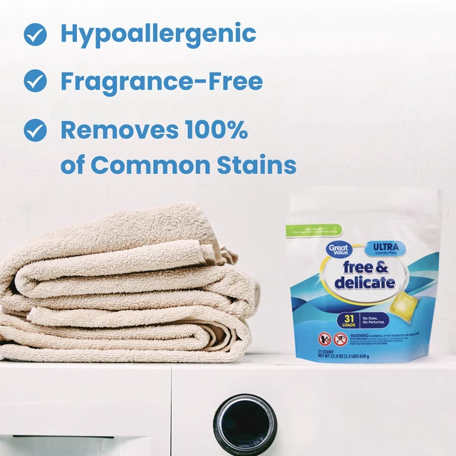 Alt view image 3 of 6 - Great Value Free & Delicate Ultra Laundry Detergent Pods, Unscented, 31 Count