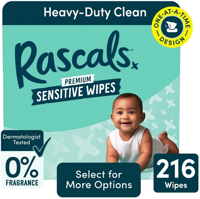 Main image of Rascals Premium Sensitive Alcohol-Free Baby Wipes, 216 Count