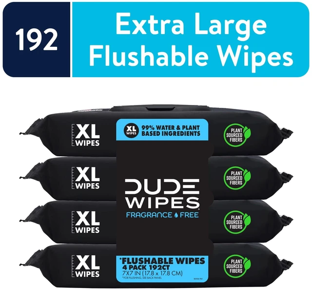 Main image of DUDE Wipes Flushable XL Wet Wipes, Unscented, 48 Count, 4 Pack