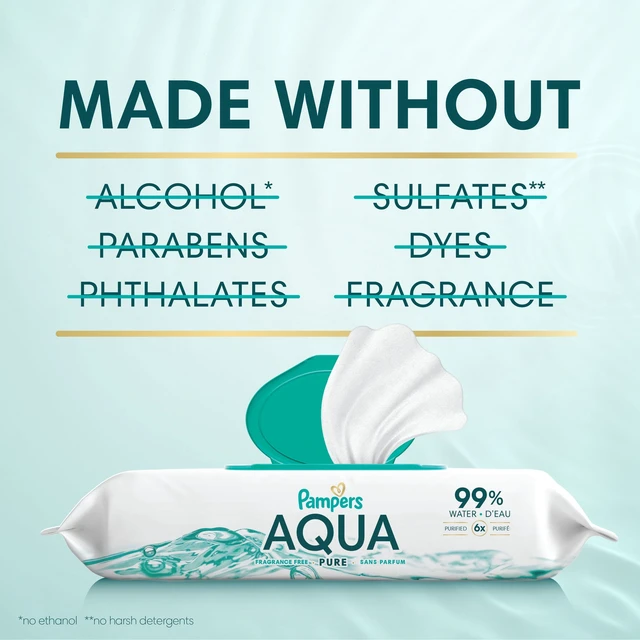 Alt view image 6 of 6 - Pampers Aqua Pure Unscented Baby Wipes, 2-Pack, 112 Count