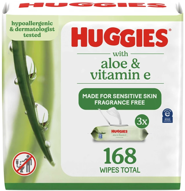 Alt view image 3 of 6 - Huggies Wipes with Aloe & Vitamin E, Unscented, 3 Flip-Top Packs, 168 Count