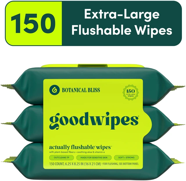 Main image of Goodwipes Flushable Butt Wipes, Botanical Bliss Scented, 3 Pack, 150 Total Wipes
