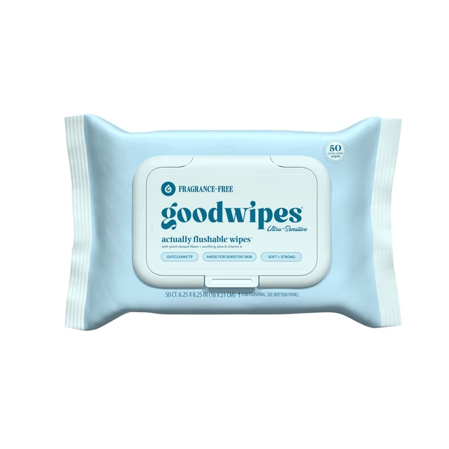 Alt view image 3 of 4 - Goodwipes Flushable Butt Wipes, Fragrance-Free, 3 Pack, 150 Total XL Wipes