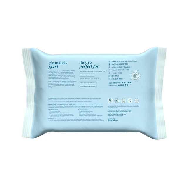 Alt view image 2 of 4 - Goodwipes Flushable Butt Wipes, Fragrance-Free, 3 Pack, 150 Total XL Wipes