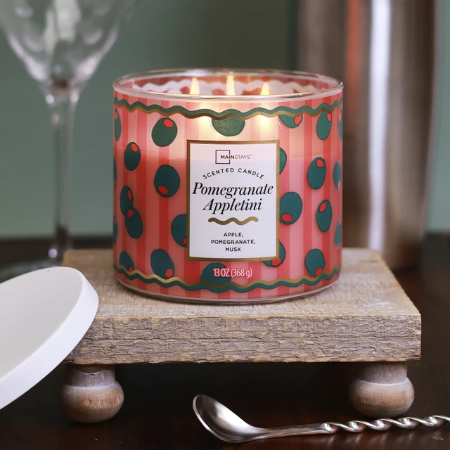 Alt view image 5 of 6 - Mainstays Pomegranate Appletini 3-Wick Fragrance Candle with Decorative Wrap 13OZ
