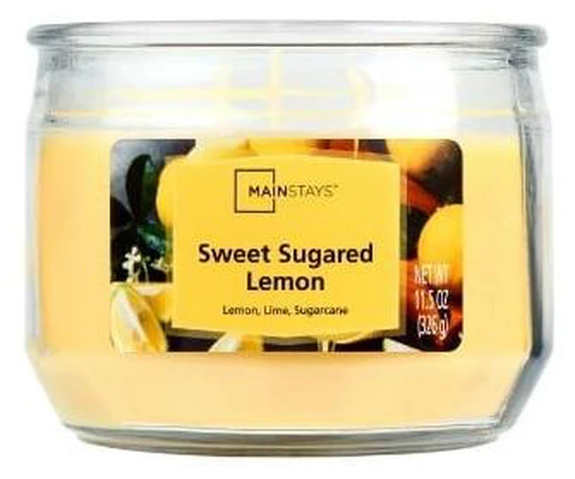 Main image of Mainstays 3-Wick Glass Jar Candle Sweet Sugared Lemon Yellow 11.5 oz