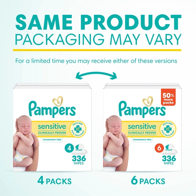 Alt view image 2 of 6 - Pampers Sensitive Baby Wipes Unscented, 6-Pack, 336 Count