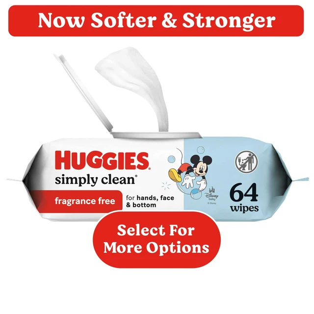 Alt view image 3 of 6 - Huggies Simply Clean Unscented Baby Wipes, 4 Pack, 64 Count