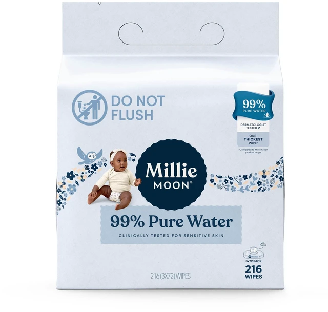 Main image of Millie Moon 99% Pure Water Baby Wipes, 216 Count