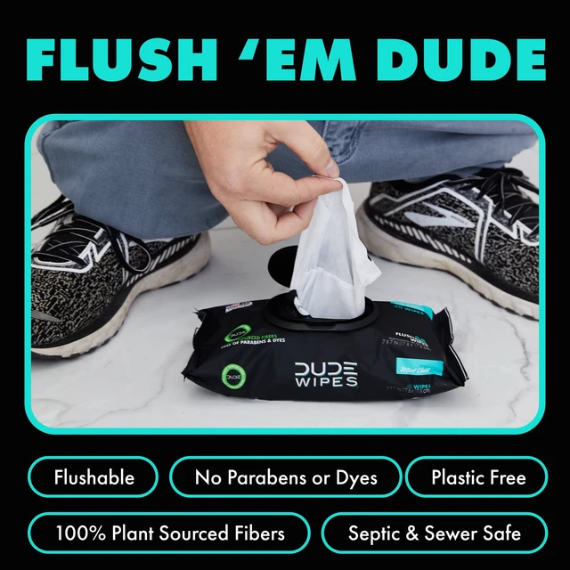 Alt view image 2 of 5 - DUDE Flushable Wipes, Extra Large Mint Chill Wet Wipes, 48 Count, 3 Pack (144 Total)