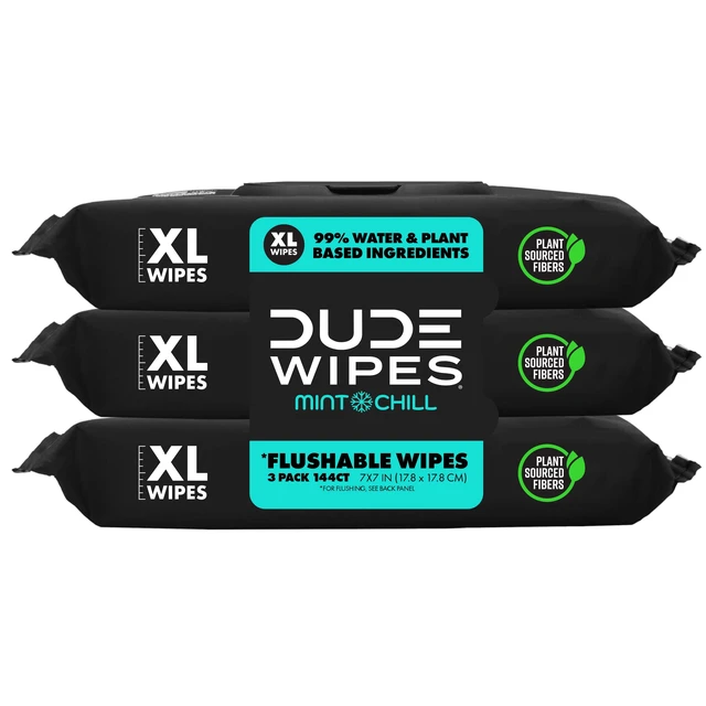 Alt view image 5 of 5 - DUDE Flushable Wipes, Extra Large Mint Chill Wet Wipes, 48 Count, 3 Pack (144 Total)