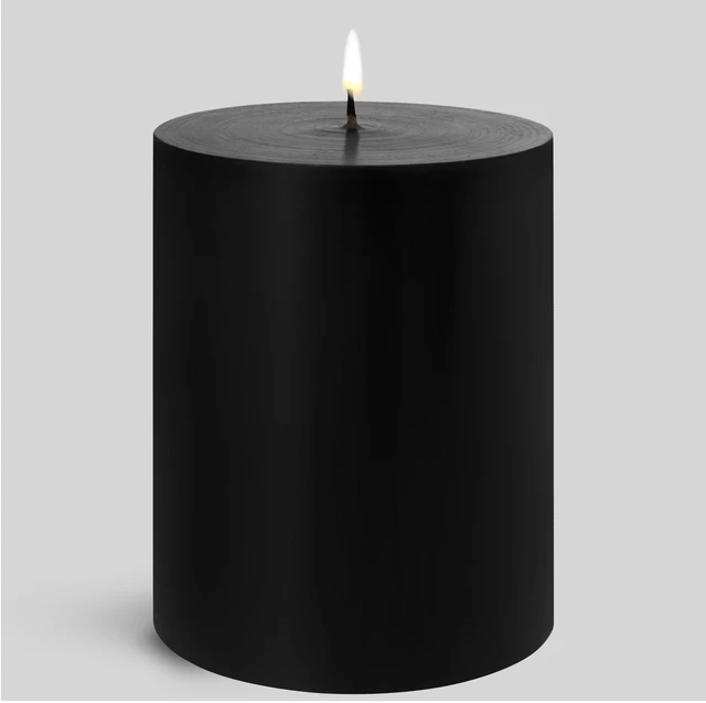 Alt view image 4 of 6 - Mainstays 2-Pack Unscented Decorative Pillar Candle, Black, 3in x 4in