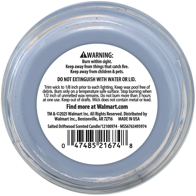Alt view image 3 of 5 - Mainstays Salted Driftwood Scented Jar Candle, 11.5oz